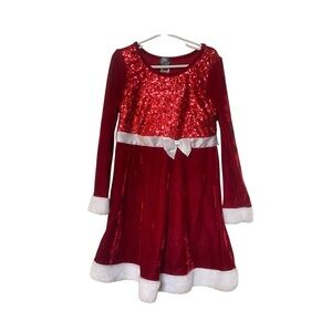 Sequin and Velvet Santa Holiday dress Christmas Size 8 Pink Violet